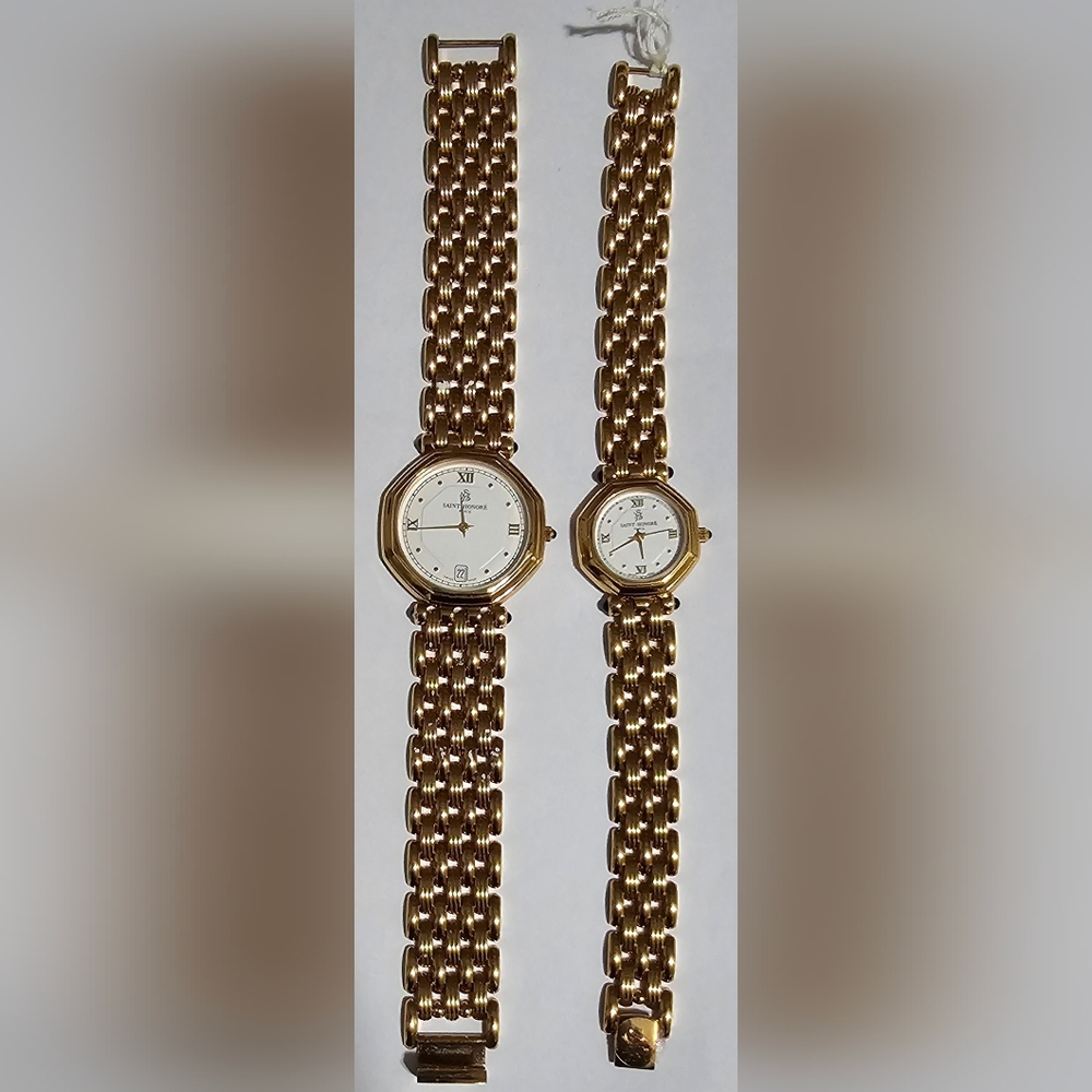 SAINT HONORE WATCH SET 18K GOLD ELECTROPLATED NEW WITH BOX.SET$595, EACH $355